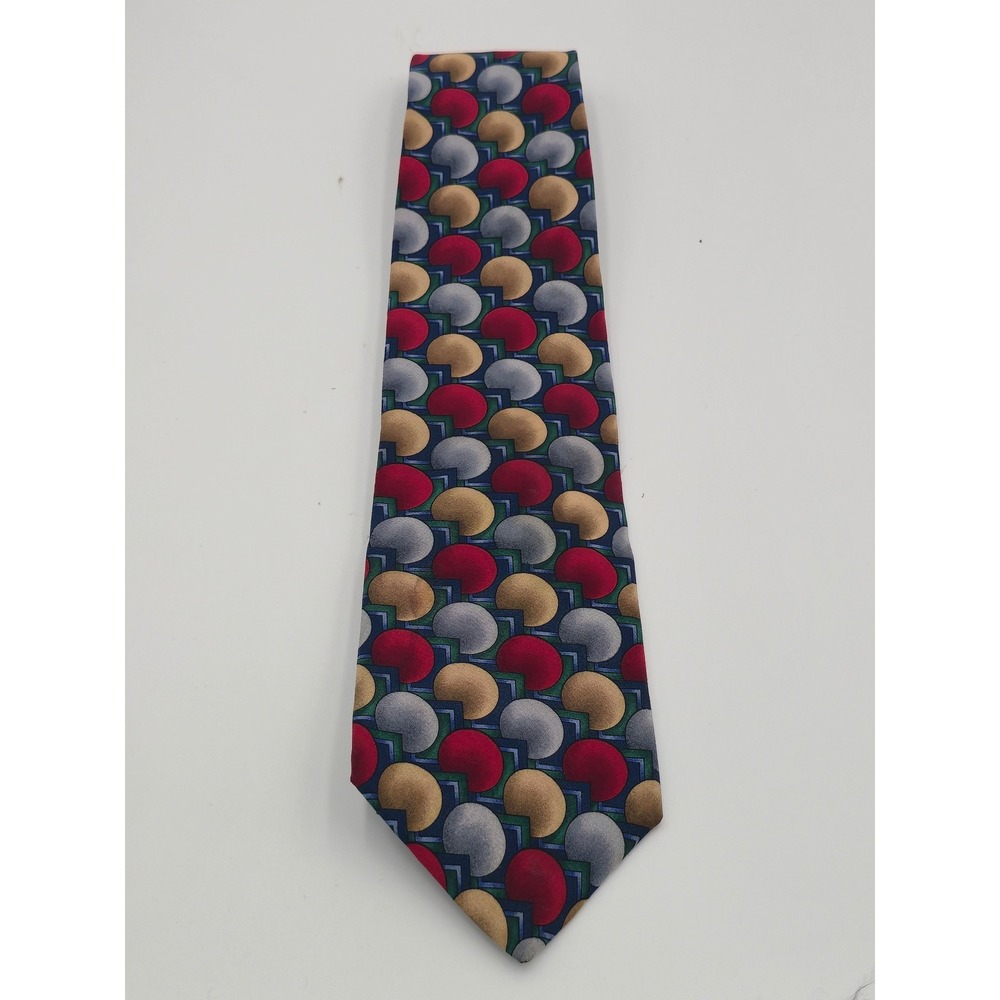 J. Garcia Mens Silk Tie Red Gold Blue Geometric Psychedelic Art Jerry Garcia USA